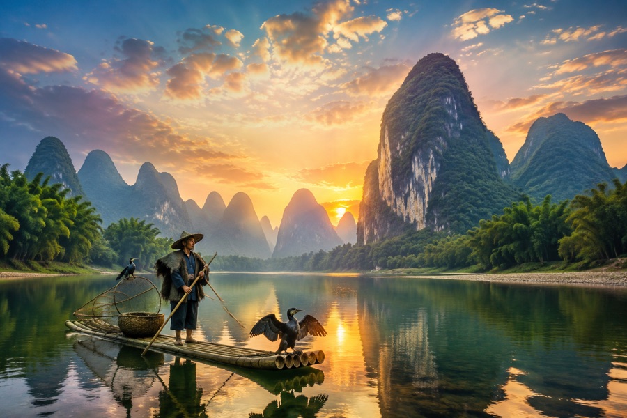 Xingping 20 RMB Banknote Karst Mountain Reflection Viewpoint
