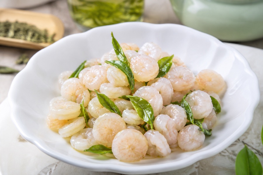 Longjing Green Tea Sautéed River Shrimp & West Lake Fish