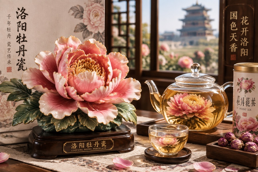 Luoyang Peony Porcelain Crafts & Organic Peony Flower Tea
