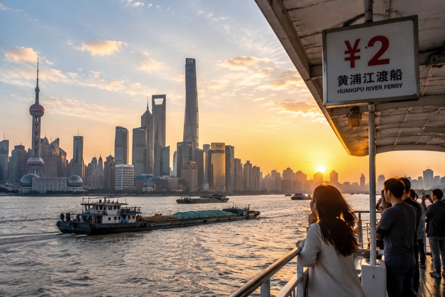 ¥2 Local Public Ferry across Huangpu River
