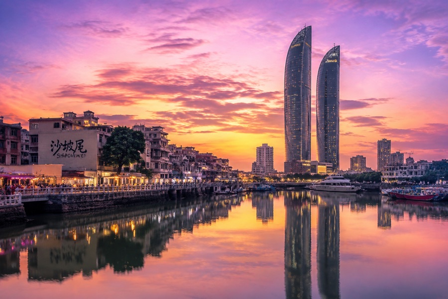 Shapowei Art Zone & Twin Towers Sunset Harbor