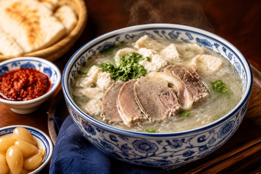 Pita Bread Soaked in Lamb Soup (Yangrou Paomo)